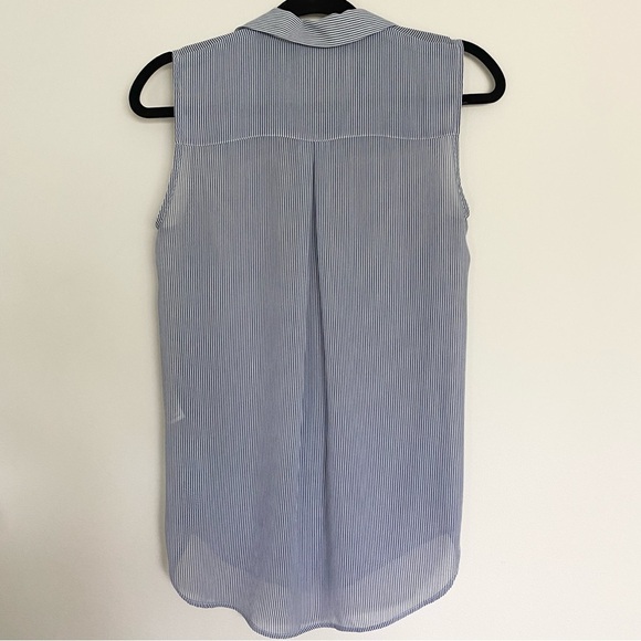 H&M Sheer Blue Striped Sleeveless Button Down Tank - Picture 3 of 5